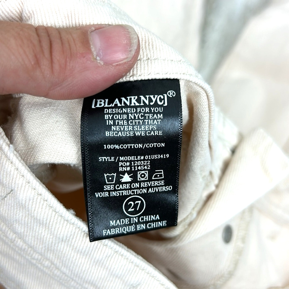 Blank NYC Womens 27 Cream High Rise Button Fly Tapered Denim Jeans NWT - Picture 9 of 9